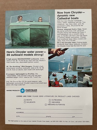 Vintage 1969 chrysler outboard - chrysler,